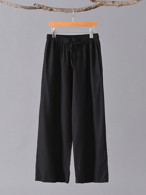 Casual Solid Column Capri-Pants Bottoms