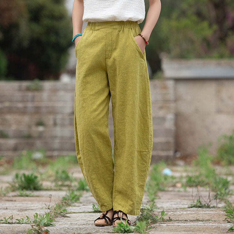 Retro Wide-Leg Pants With Elastic Waist