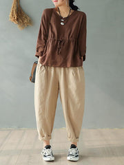 Vintage Solid Loose Splicing Harem Pants