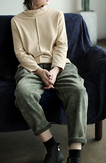 Simple Solid Color Turtleneck Long Sleeve T-Shirt
