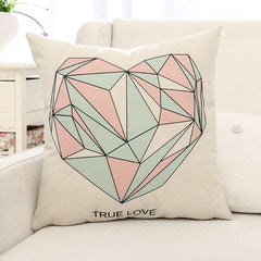 True Love Diamond Heart Printed Pillow Case