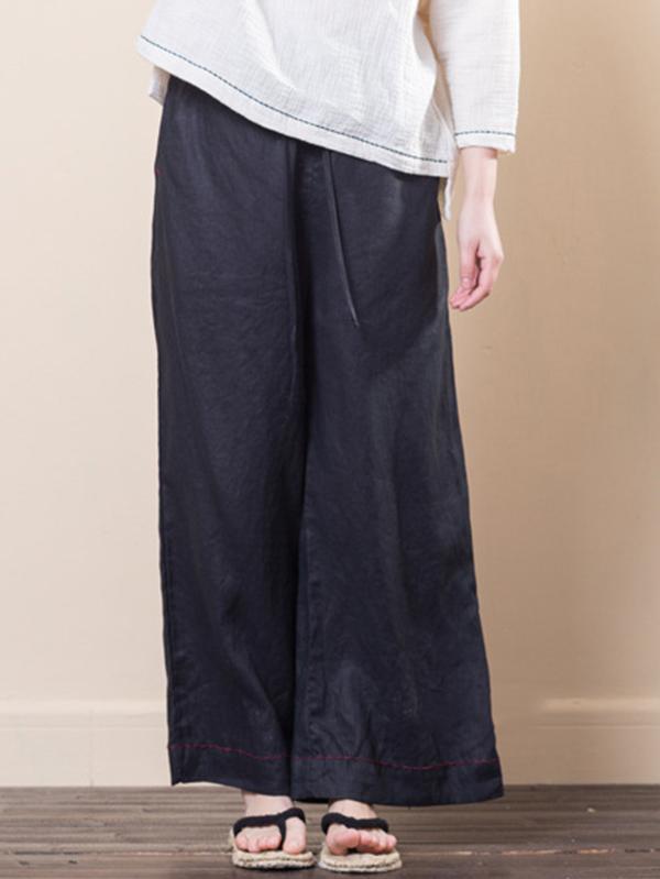 Vintage Linen Drape Wide Leg Pants