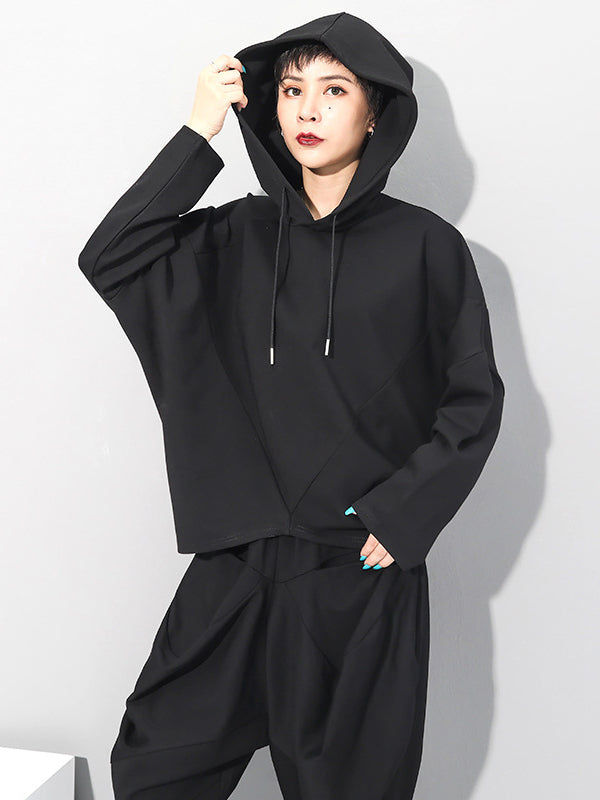 Leisure Solid Batwing Sleeve Hoodies