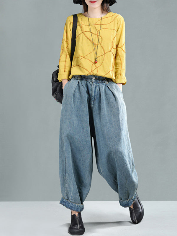 Loose Fitting Lantern Jeans Pants