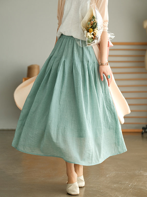 Solid Color Double Layer Slim Loose Large Hem Skirt