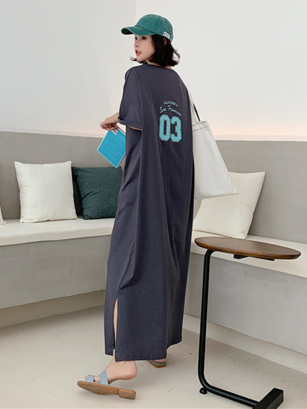 Original Letter Printed Split-Side Dress