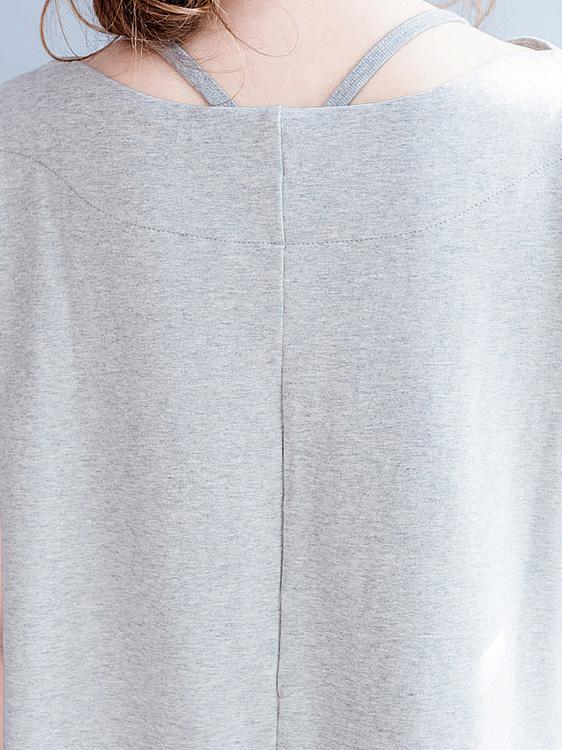 Gray Casual Cotton blend T-shirt Dress