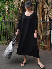 Loose Soft Batwing Sleeve Long Dress