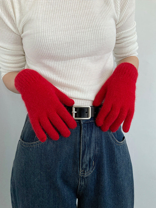 Solid Color Imitation Cashmere Warmer Gloves