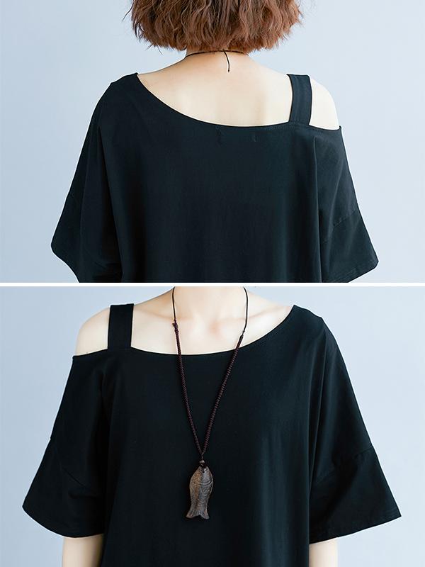 Loose Off-The-Shoulder Long T-Shirt
