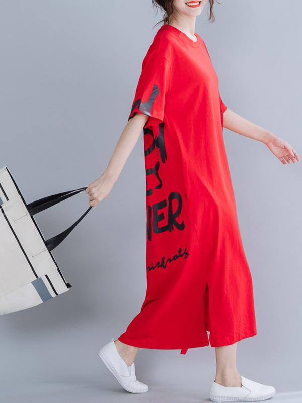 New Loose Oversize Letter Printed Dress