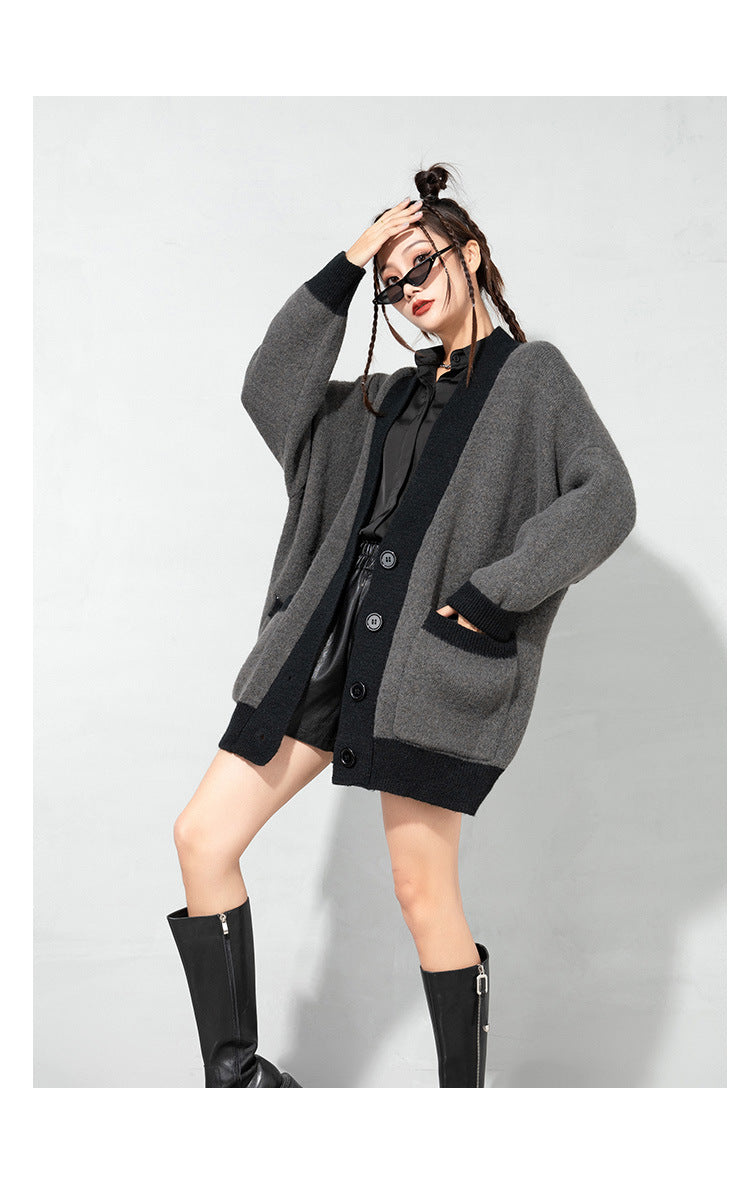 Urban Loose Solid Color Knitted Outwear