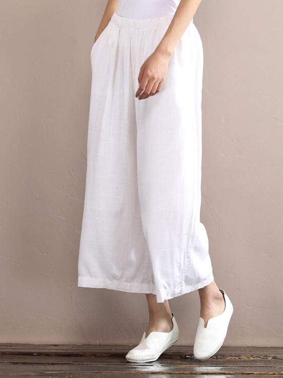 Loose Pure Color Linen Cotton Pants