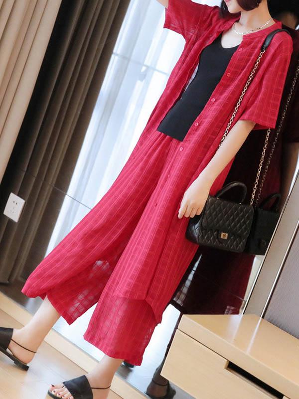 Loose Solid Chiffon Lapel Wide-Leg Suits