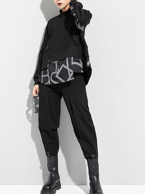 Women Splicing Irregular Casual Sweatshirt