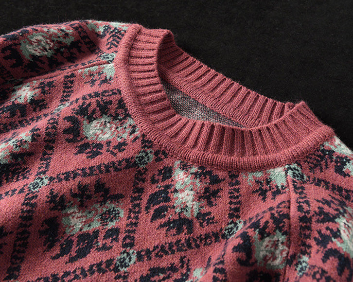 Retro Loose Jacquard Knitted Sweater