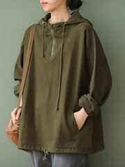 Women Loose Long Sleeve Drawstring Hoodie