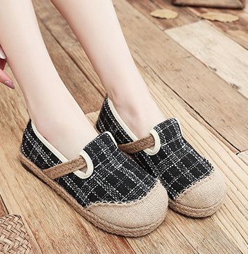 Plaid Retro Ethnic Big Toe Shoes