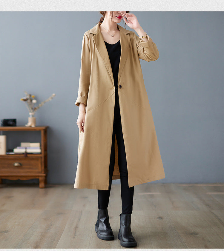 Loose Solid Color Midi Outwear