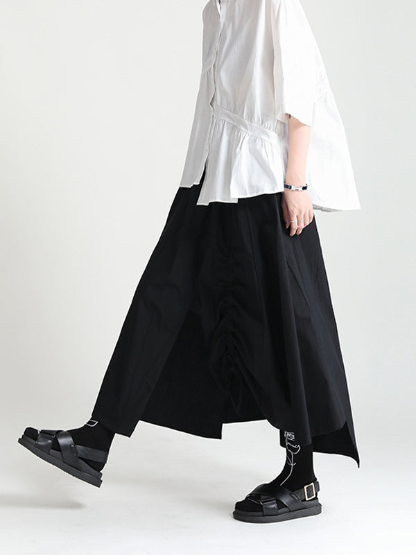 Drawstring High Waist Irregular Loose Skirt