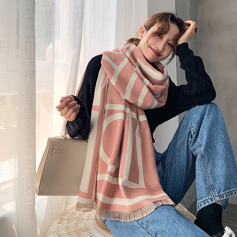 All-Match Imitated Cashmere Striped Scarf