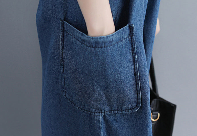 Denim Straps With Wide Legs Jumpsuit