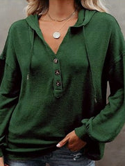 Casual Loose-Fitting Solid Color Hoodie