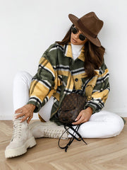 Casual Loose Plaid Long Sleeve Lapel Shirt