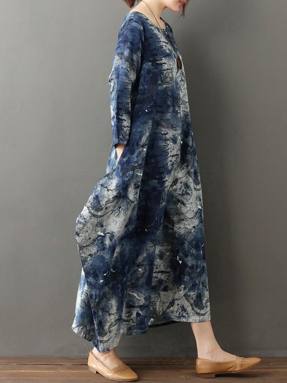 Comfortable Tie and dye Cotton Long Dress