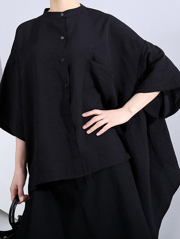 Original Solid Split-Joint Blouses&Shirts