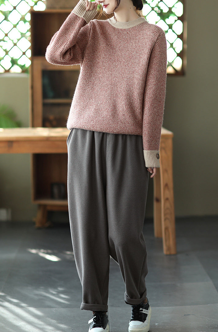 Solid Color Loose Pullover Sweater