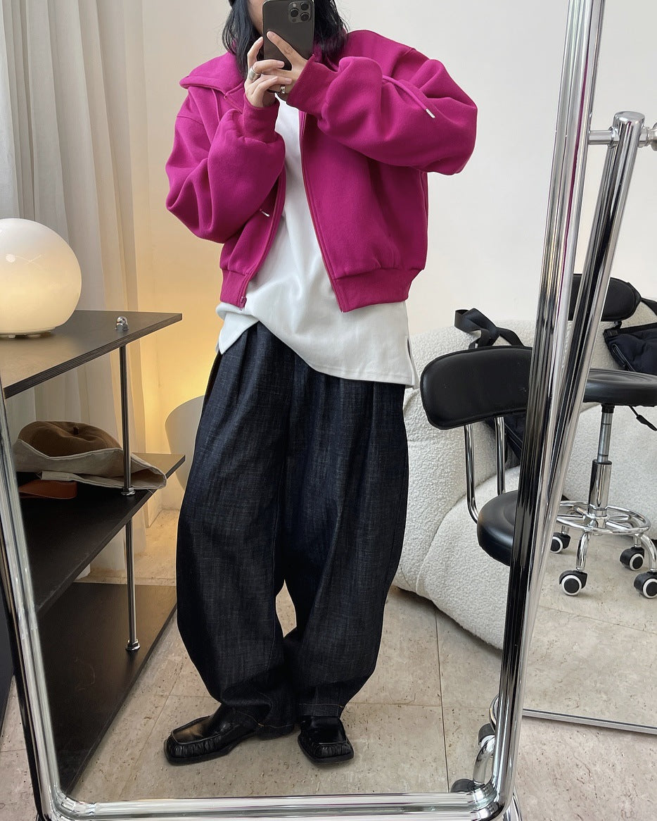 Casual Thicken Solid Color Zipper Sport Outwear