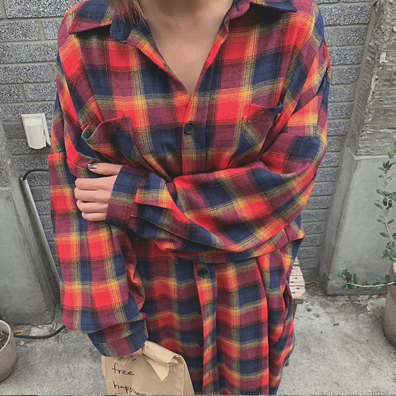 Plaid Long Sleeve Shirt Dress