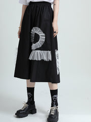Stitching Printed High Waist Slim Casual Skirt