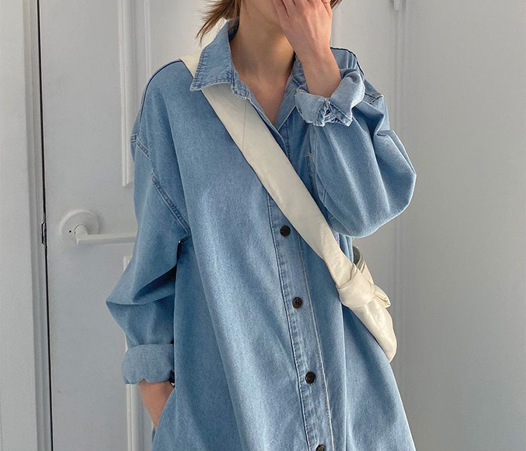 Casual Denim Dress With Side Slits