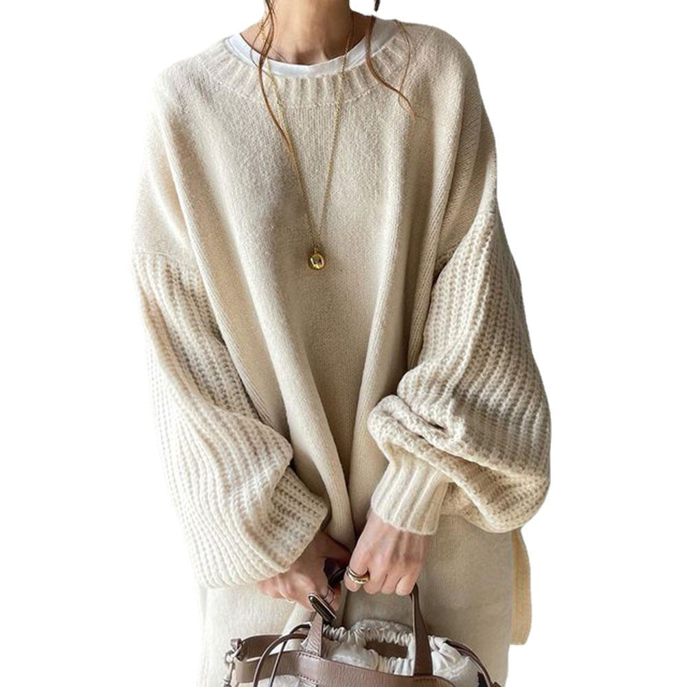 Round Neck Loose Solid Color Sweater