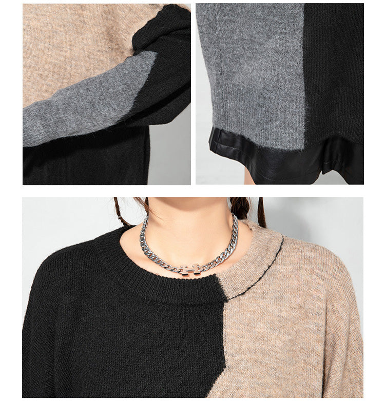 Urban Color-Block Splicing Pullover Sweater