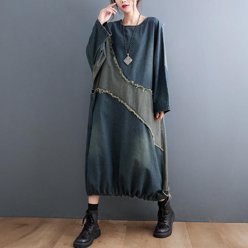 Collision Color Splicing Loose Midi Dress