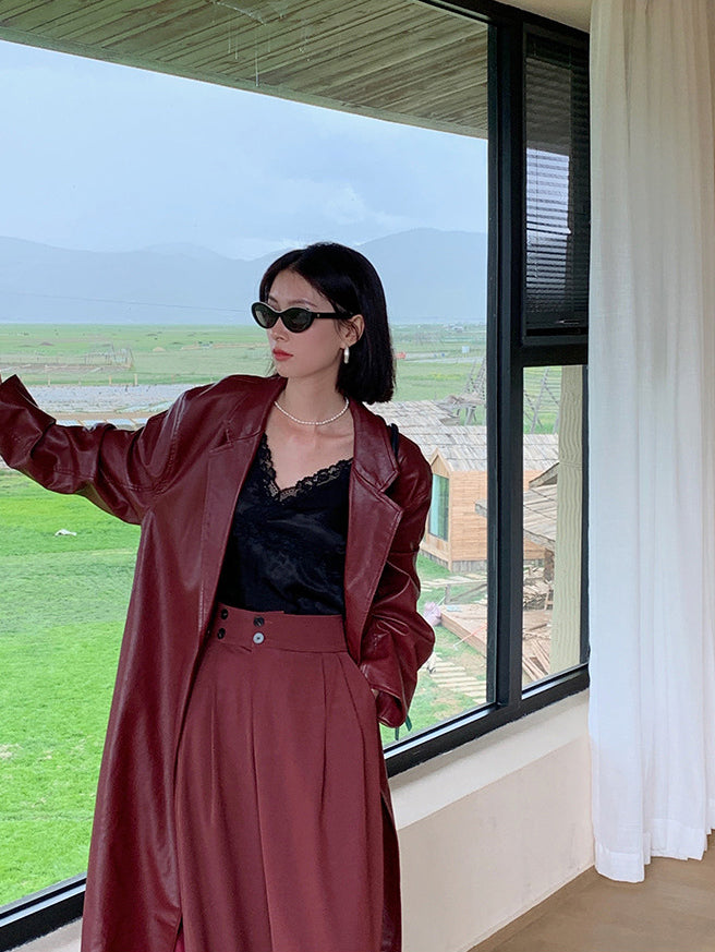 Ladies Solid Color Casual Long  Coat