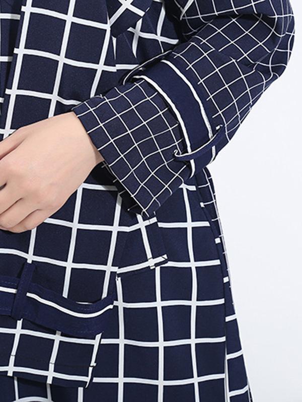 Cropped Splicing Plaid Shirt Long Dress