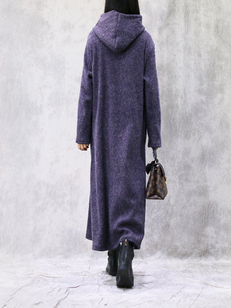 Vintage Simple Plush Hooded Dress