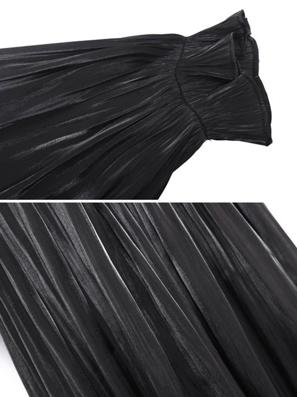 Vintage V-Neck Satin Chiffon Long Sleeve Dress