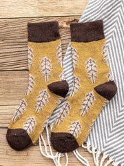 Women Thickened Contrast Printing Socks