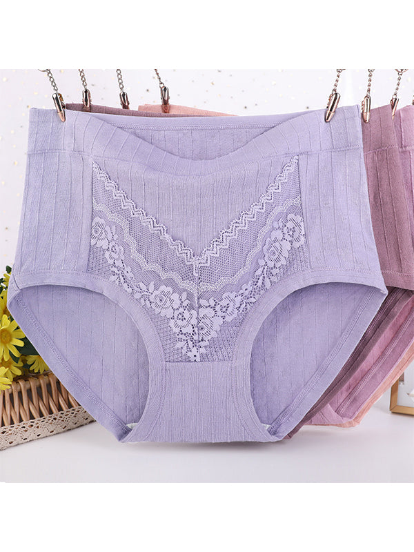 3Pcs Casual Vacation Breathable High Waist Seamless Panties