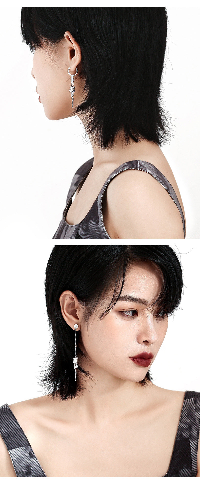 Long Asymmetric Design Earrings