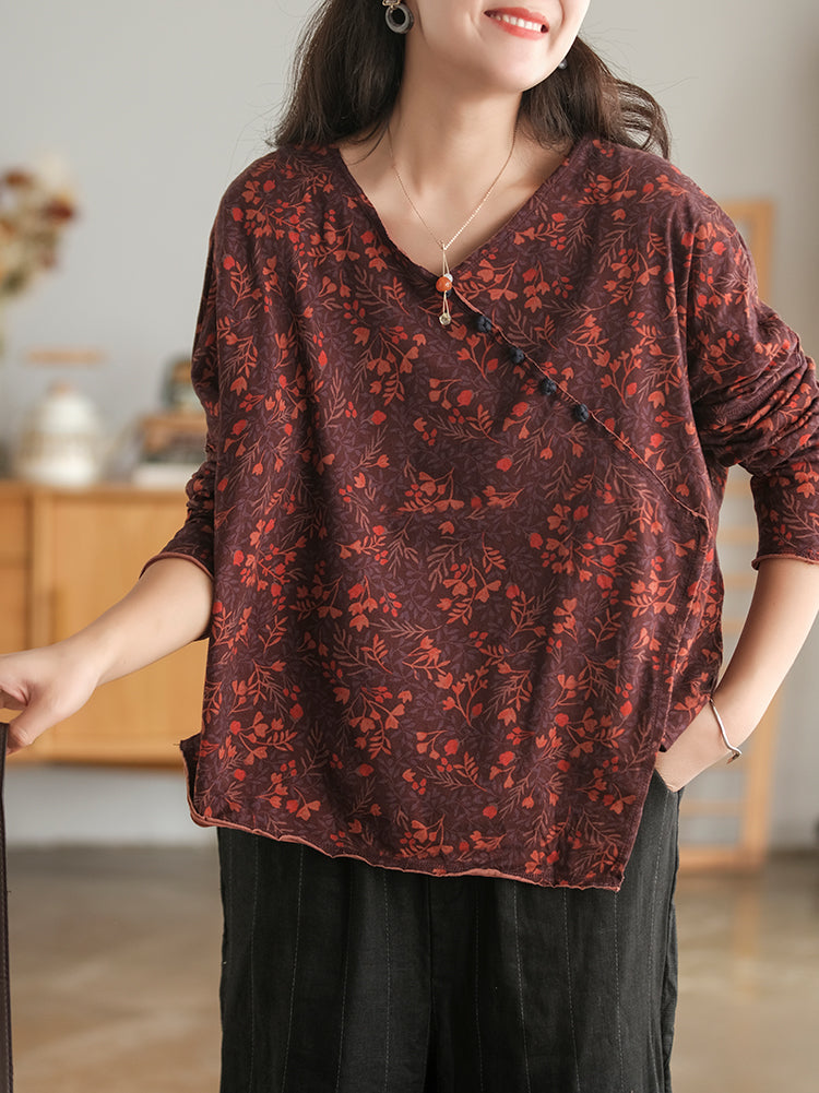 Retro Plate Button Slash Irregular T-Shirt