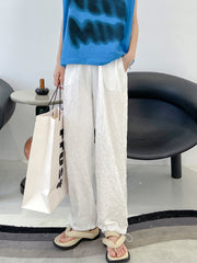 Urban Simple Solid Pleated Wide Leg Pants
