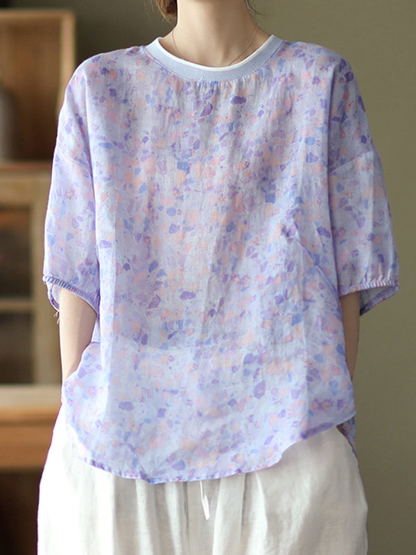 Round Neck Printed Casual Loose T-Shirt
