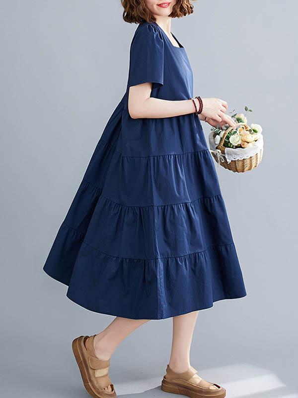 Original Solid Round-Neck Dress