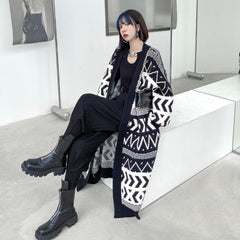 Urban Printed Long Knitted Outwear